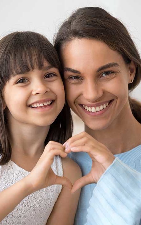 happy mother and daughter