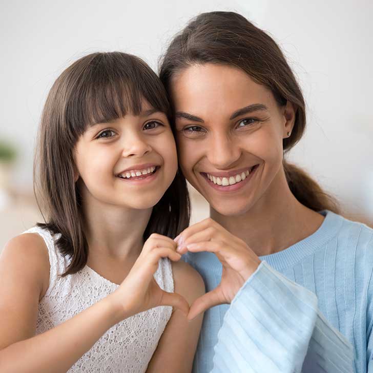 happy mother and daughter